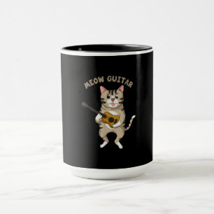 Meow Guitar Niedlich Cat Playing Gitarre Funny Kät Tasse