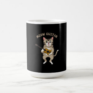Meow Guitar Niedlich Cat Playing Gitarre Funny Kät Verwandlungstasse