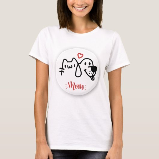 Meow Heart | Niedlich Cat Lover T - Shirt (Vorderseite)
