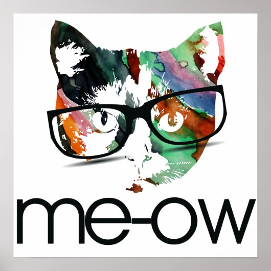 Meow Hipster Kitty Poster (Vorne)