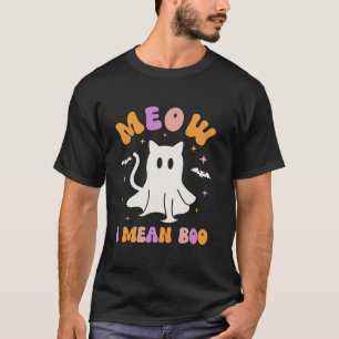Meow I gemein boo cat Geist Halloween groovo retro T-Shirt