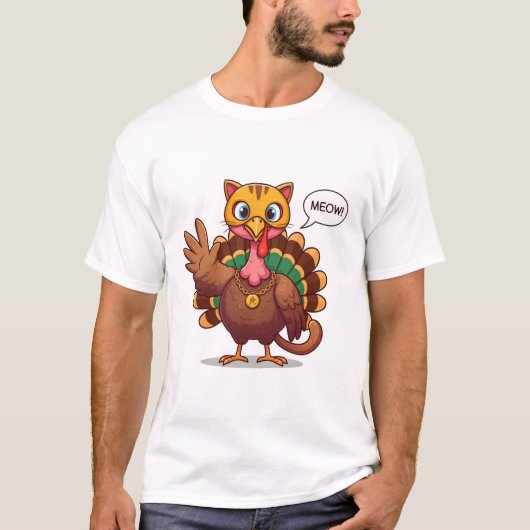 Meow Ich bin ein Katzen-Erntedank Türkei T-Shirt (Vorderseite)