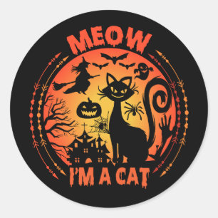 Meow Ich bin eine Katze, eine halloween Katze Runder Aufkleber