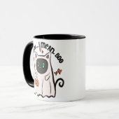 Meow... Ich Gemein, Boo! Black Cat Ghost Halloween Tasse (Vorderseite Links)