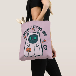 Meow Ich Gemein Boo Cat Ghost Lila Halloween Tasche