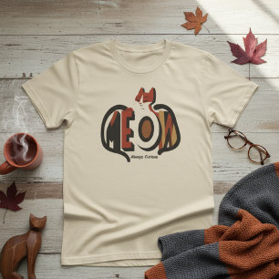 MEOW Immer neugierige Katze Retro-Typografie T-Shirt