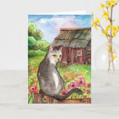 Meow in der Scheune Karte (Gelbe Blume)