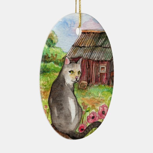 Meow in der Scheune Keramik Ornament (Rechts)