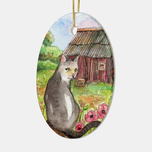 Meow in der Scheune Keramik Ornament (Links)