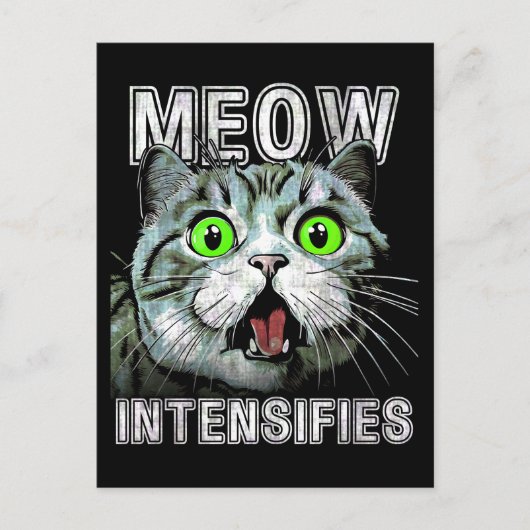 Meow intensiviert Funny Scottish Fold Cat Postkarte (Vorderseite)