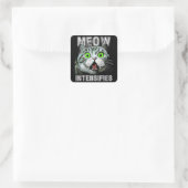 Meow intensiviert schottische Fold Cat Meme Quadratischer Aufkleber (Tasche)