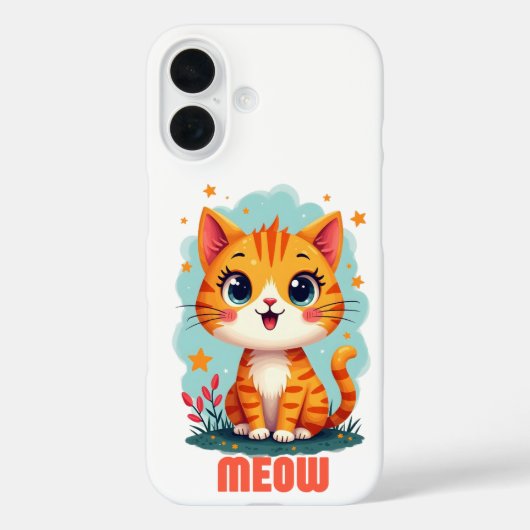 Meow iPhone 16 Case-Mate - Spielerischer Schutz Hülle (Rückseite)