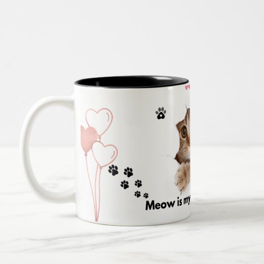 Meow Is My Liebe Language - Niedliche Cat-Tasse fü Zweifarbige Tasse (Links)