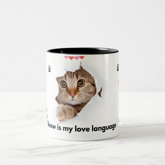 Meow Is My Liebe Language - Niedliche Cat-Tasse fü Zweifarbige Tasse (Mittel)