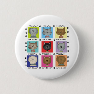Meow-Katzen-Liebhaber-T-Shirts und Geschenke Button
