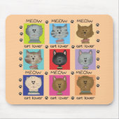 Meow-Katzen-Liebhaber-T-Shirts und Geschenke Mousepad (Vorne)