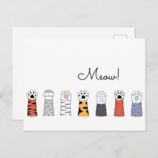 MEOW! Katzenpaws Hauskatzen Tigerfarbener Spaß Postkarte (Vorne/Hinten)