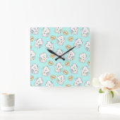 Meow Kittens Pattern - Niedliche Cat Wall Clock Quadratische Wanduhr (Zuhause)
