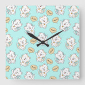 Meow Kittens Pattern - Niedliche Cat Wall Clock Quadratische Wanduhr (Vorderseite)
