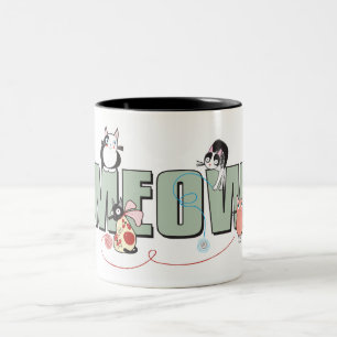 MEOW Kitty Cat 11 oz Zwei-Tonen-Tasse Zweifarbige Tasse