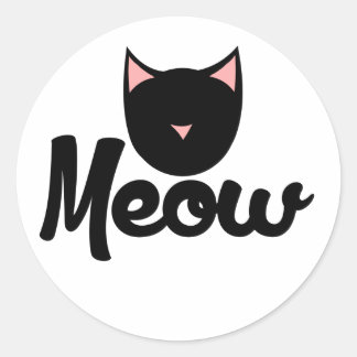Meow Kitty Cat Runder Aufkleber