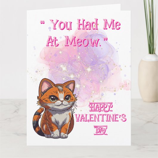 Meow Liebe Valentine Karte (Vorderseite)