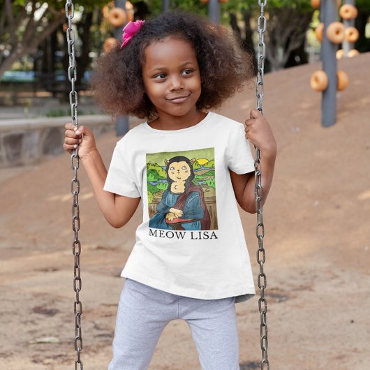Meow Lisa Funny Cat Art Masterpiece Girl T-Shirt