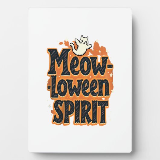 Meow-loween-Geistkatze Fotoplatte (Vorderseite)