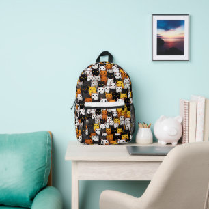 Meow Magic: Niedliches Katzenmuster für trendy Gir Bedruckter Rucksack