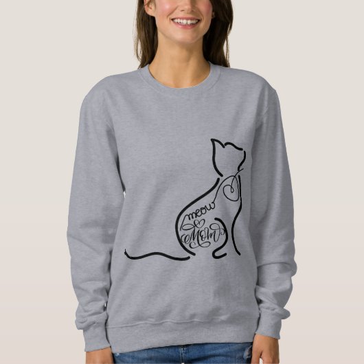 Meow Mama; Stilvolle Fashion Line Art Katzenmutter Sweatshirt (Vorderseite)