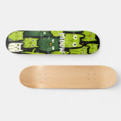 Meow Mania - Niedliche grüne Doodle Cat Lover Skateboard (Horizontal)
