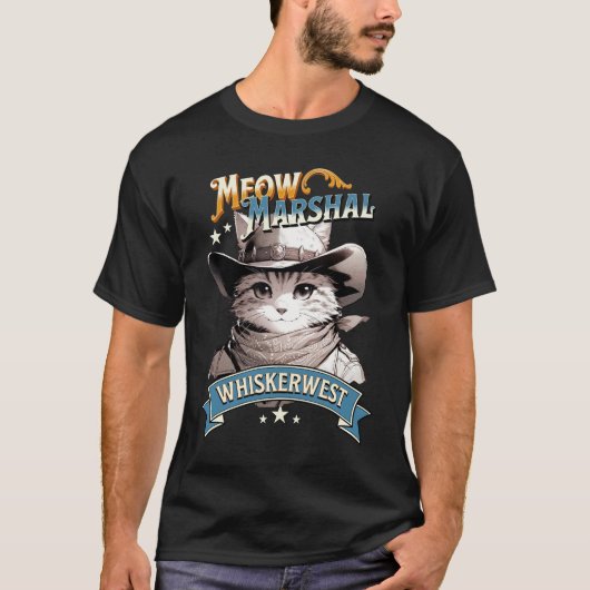 Meow Marshal vom purrr-fect Cowboy Cat Sheriff T-Shirt (Vorderseite)