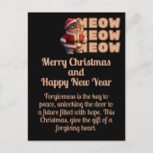 Meow Meow Santa Cat Weihnachtskarte Postkarte (Vorderseite)