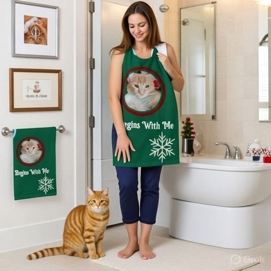 Meow Merry Christmas Photo Customize Badhandtuch Set