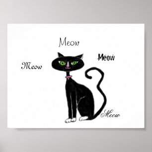 Meow-Miezekatze Retro Poster