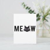Meow, mit schwarzem Katzengesicht, Textdesign Postkarte (Stehend Vorderseite)
