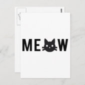 Meow, mit schwarzem Katzengesicht, Textdesign Postkarte (Vorne/Hinten)