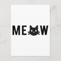 Meow, mit schwarzem Katzengesicht, Textdesign