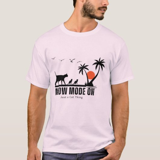 Meow-Modus aktiviert – Tropical Cat Beach-Abenteue T-Shirt (Vorderseite)