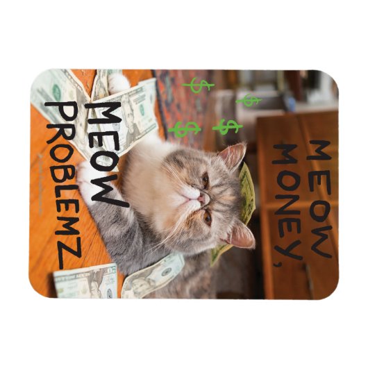 Meow Money, Meow Problemz Magnet (Horizontal)
