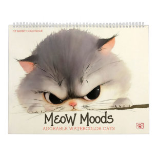 Meow Moods: Adable Wasserfarbkatzen Kalender