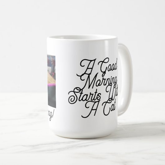 Meow Morning , Foto, Text, Backtext, austauschbar Kaffeetasse (VorderseiteRechts)