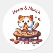 Meow & Munch Cute Pizza Cat Sticker (Vorderseite)