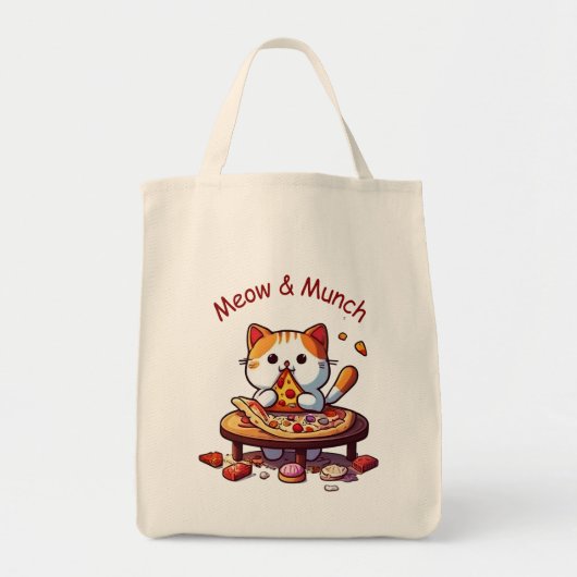 Meow & Munch Pizza Cat Tote Bag Tragetasche (Vorne)