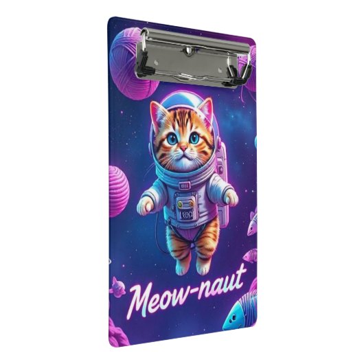 Meow-naut Mini Klemmbrett (Schrägansicht)