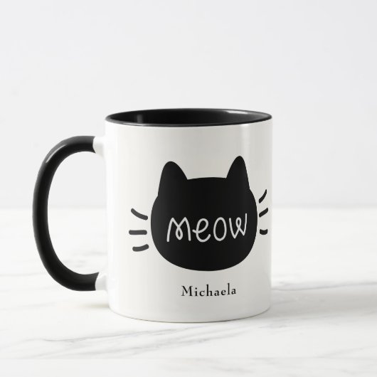 Meow Niedlich Cat Face Tasse (Links)