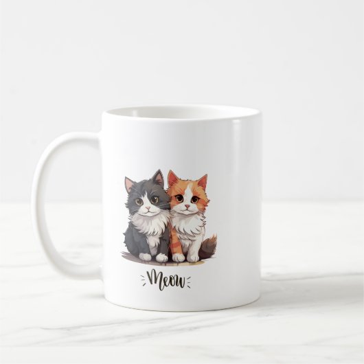 "Meow" Niedliche Cat Duo-Tasse Kaffeetasse (Links)
