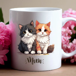 "Meow" Niedliche Cat Duo-Tasse Kaffeetasse