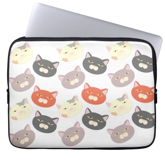 Meow Niedliche Cat Heads Cartoon Fun Art Design Laptopschutzhülle (Vorderseite)