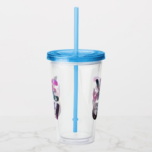 Meow - Niedliche CAT-Silhouetten und Paw-Prints Acryltrinkbecher (Rechts)